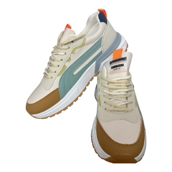 SHEIN Other - SHEIN Cream, Brown, and Blue Men's Sneakers